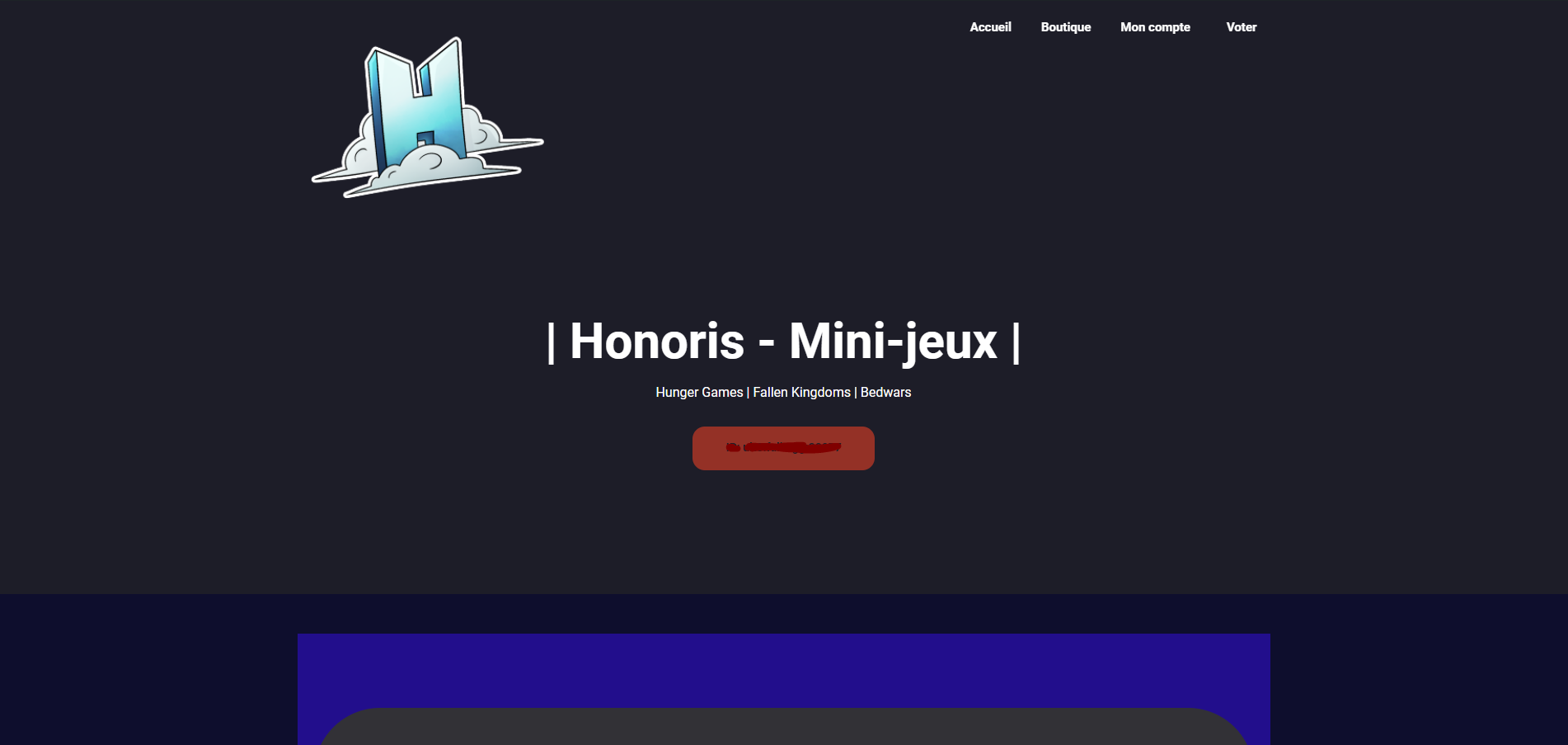 Page d'accueil du site Honoris Mini-jeux